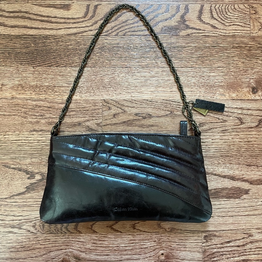 Calvin Klein Leather Clutch with Removable Chain